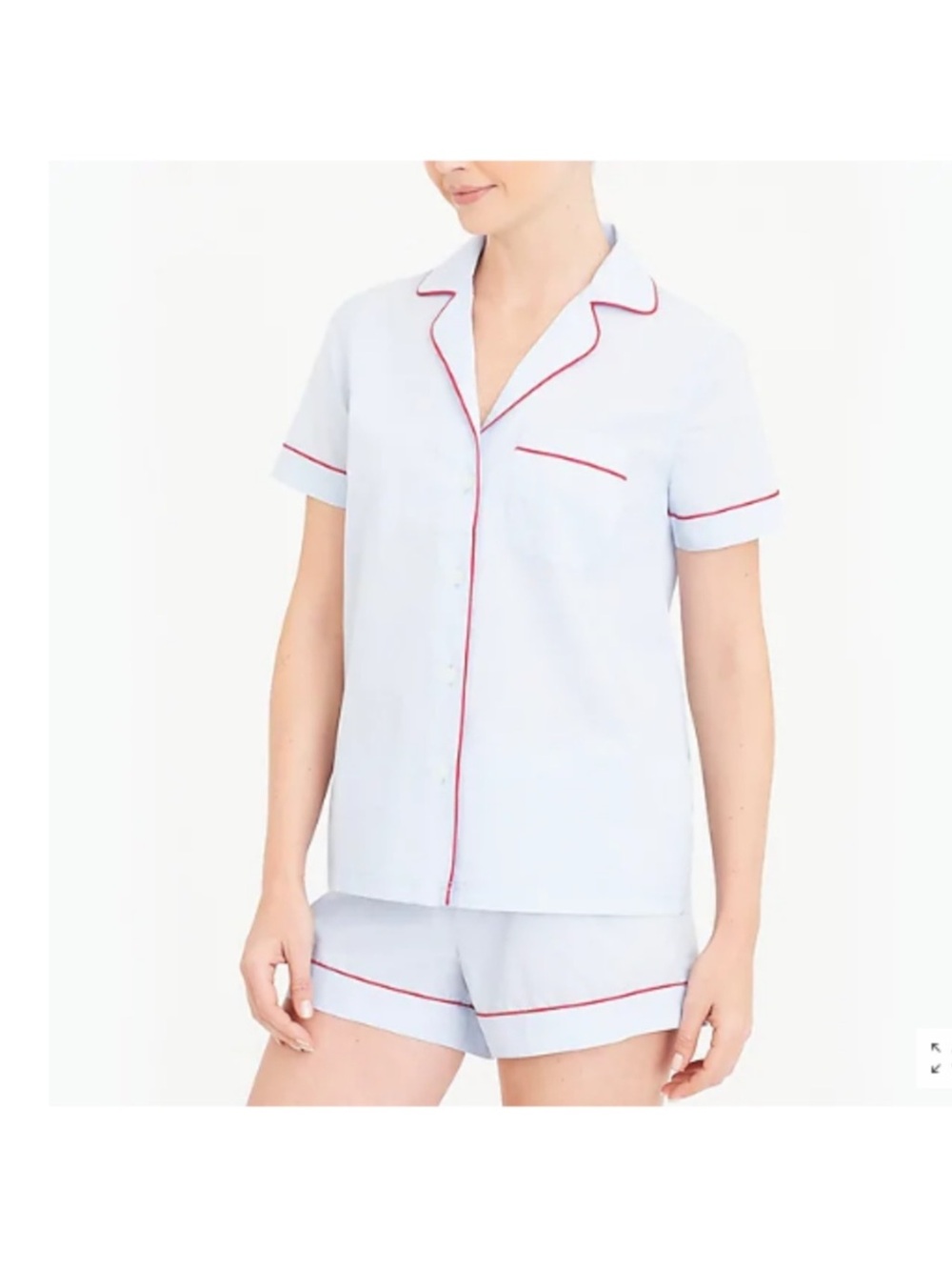 J. Crew Mercantile Light Blue Pajama Set with Red Piping L